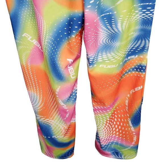 FUBU X Forever 21 Size M Pants Pull-On Wide Leg Rainbow Swirl Logo StreetWear - Picture 7 of 11